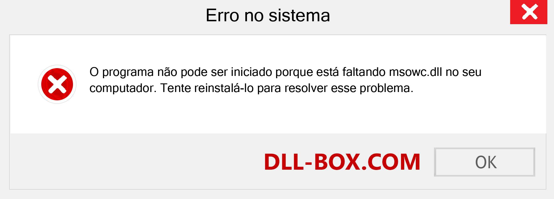 Arquivo msowc.dll ausente ?. Download para Windows 7, 8, 10 - Correção de erro ausente msowc dll no Windows, fotos, imagens